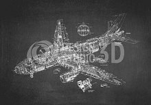 3D обои с рисунком самолёт Design Studio 3D Для подростков PD-039